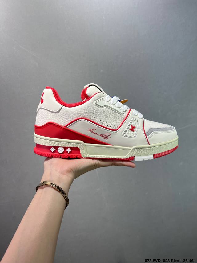 Louis Vuitton Lv Trainer sneakers, latest colorway, basketball style sneakers. D