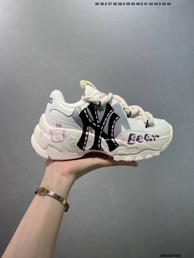 Company Grade Mlb Ny Printed Popular Dad Shoes Graffiti Prank 6cm Height Increas