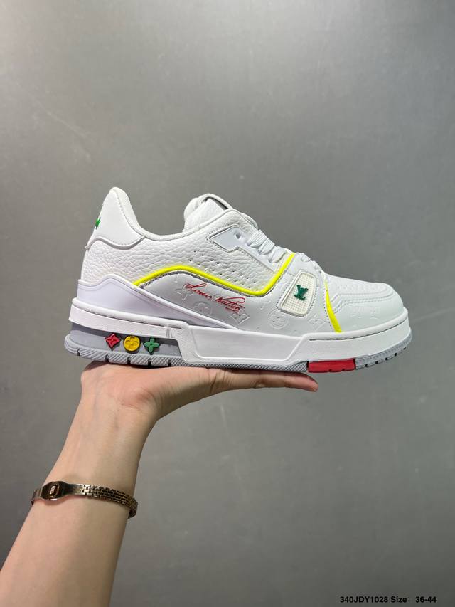 Louis Vuitton Lv Trainer sneakers, latest colorway, basketball style sneakers. D