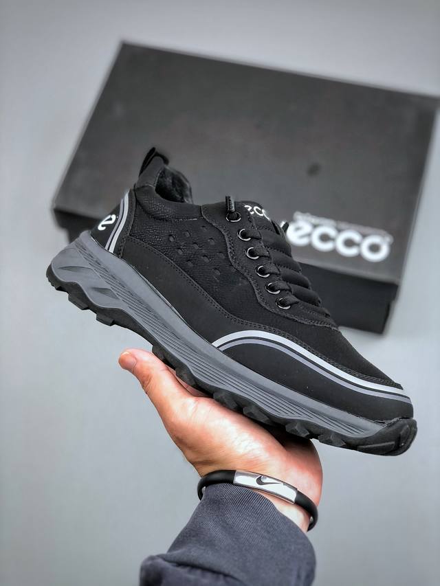 E Ecco Men's White Sneakers Autumn/Winter New Style All-over Versatile Trendy Ou