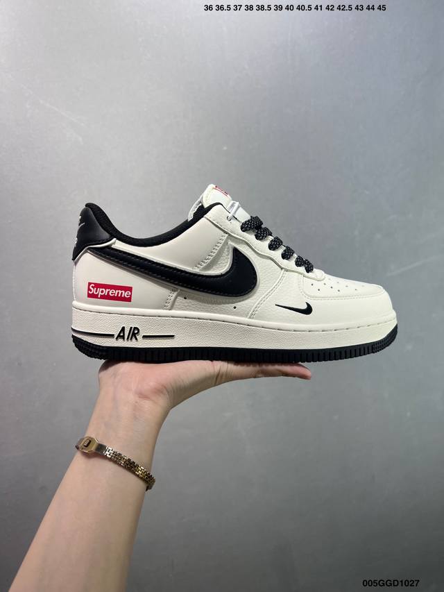 Company Grade Balenciaga X Nike Air Force 1 Off-White with Black Swoosh Print (D