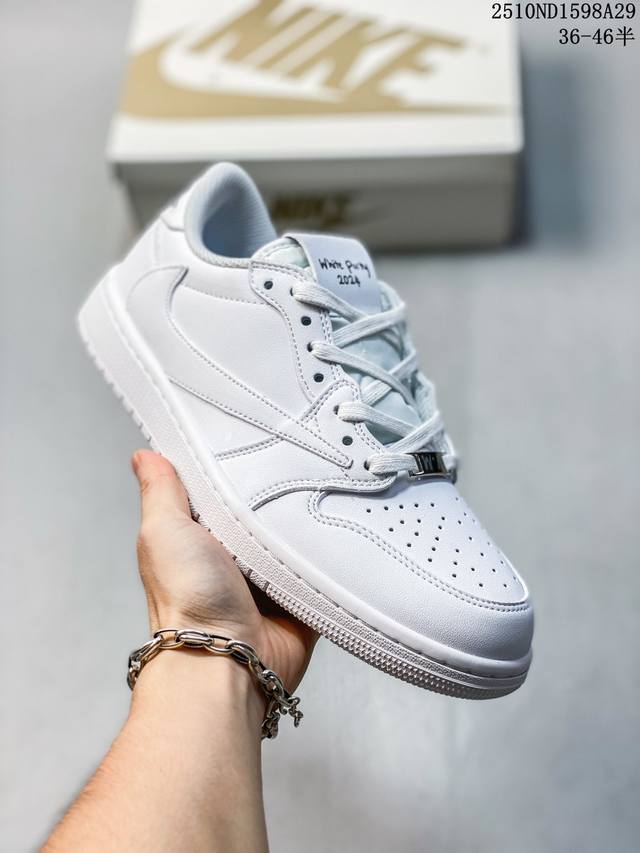 Travis Scott X Air Jordan AJ1 Low Og Sp Ts Collaboration Reverse Swoosh Low-Top