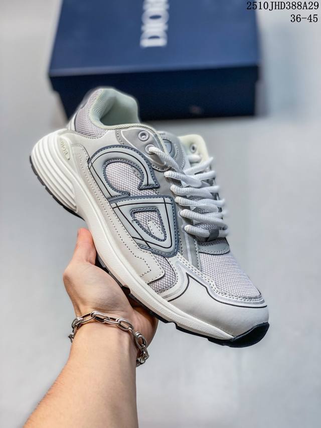 Company-grade Dior men's chunky running shoes, D-Connect, neoprene, thick-soled,