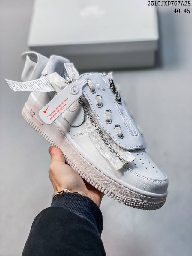Nike Air Force 1 Low Casual Low-Top Sneakers (Gs) - White. The upper is construc