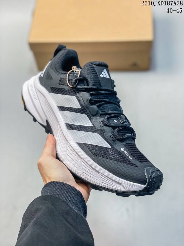 Adidas Terrex, the new Gore-Tex low-top hiking shoe, a chunky, platform sneaker.