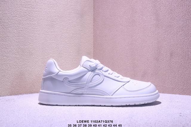 Company-grade Loewe Jambo Leather Round Toe Lace-up Low-top Men's Shoes The asym