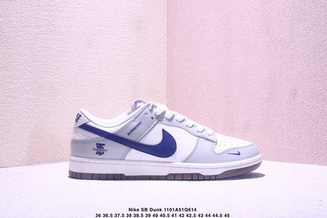 High-end custom Nike SB Dunk Low Burberry collaboration---Milk white and blue h