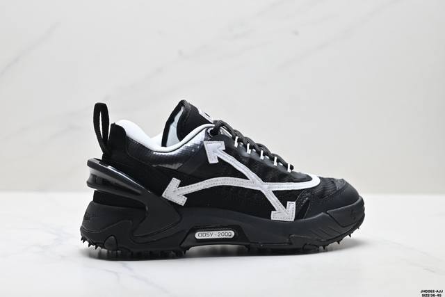 Off-White Odsy-2000 Company Grade Fabric & Leather Lace-up Round Toe Shock-absor