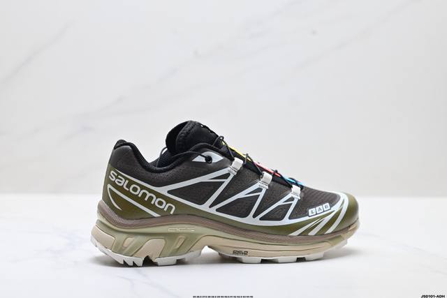 Company-grade Salomon XT-6 outdoor trail running shoes. The upper features Sens