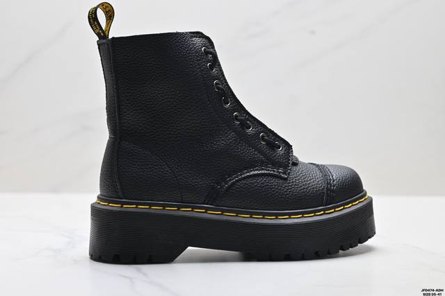 Company Grade Dr. Martens 2970 Series Leather Grain Zipper Platform High-Top Br