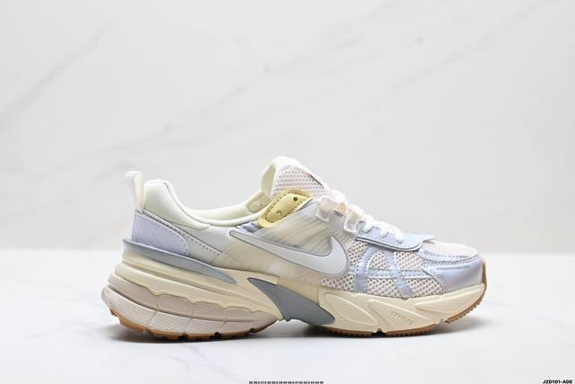 Authentic Nike V2K Run Running Shoes, Retro Style, Breathable Mesh, Grey-Silver