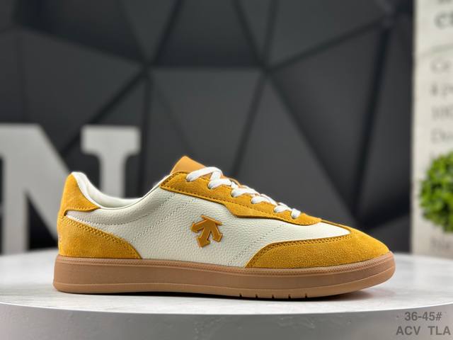 Descente Chron Retro Patchwork Fashionable Casual Sneakers Leather upper for a