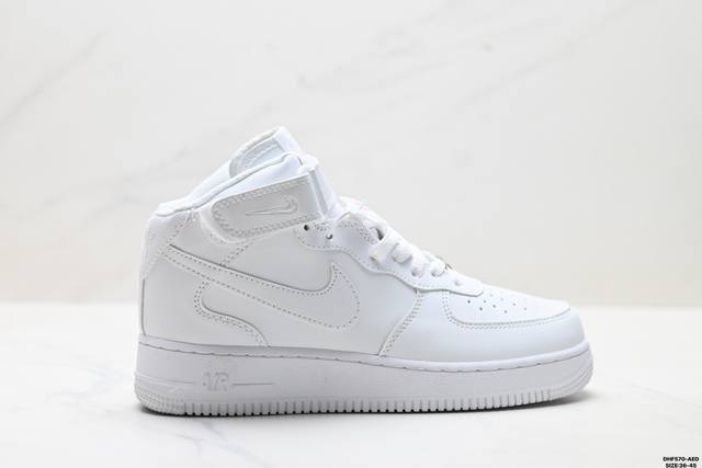 Authentic Nike Air Force 1 Mid 07 Versatile Thick-Soled Height-Increasing Casua