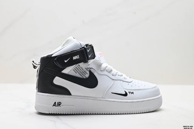 Authentic Nike Air Force 1 Mid 07 Versatile Thick-Soled Height-Increasing Casua