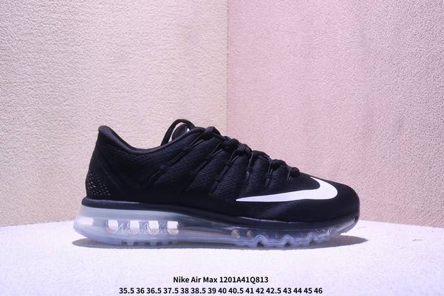 Nike Air Max 2016 Retro Sports Black Warrior Mesh Low-Top Full-Length Air Cushio