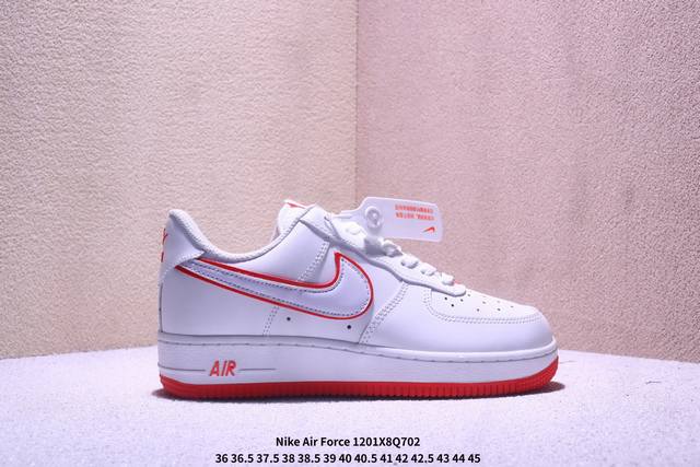 Nike Air Force 1 Low White/Black Trim Low-Top Sports and Casual Sneakers, made w