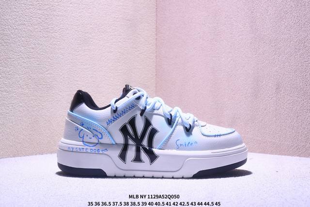 Company Grade Mlb Ny Printed Popular Dad Shoes Graffiti Prank 6cm Height Increa