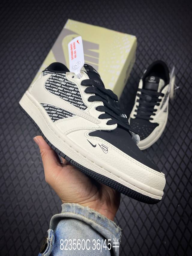 C Factory Grade Nike Air Jordan 1 X Travis Scott AJ1 Reverse Swoosh 'DIY' Custom