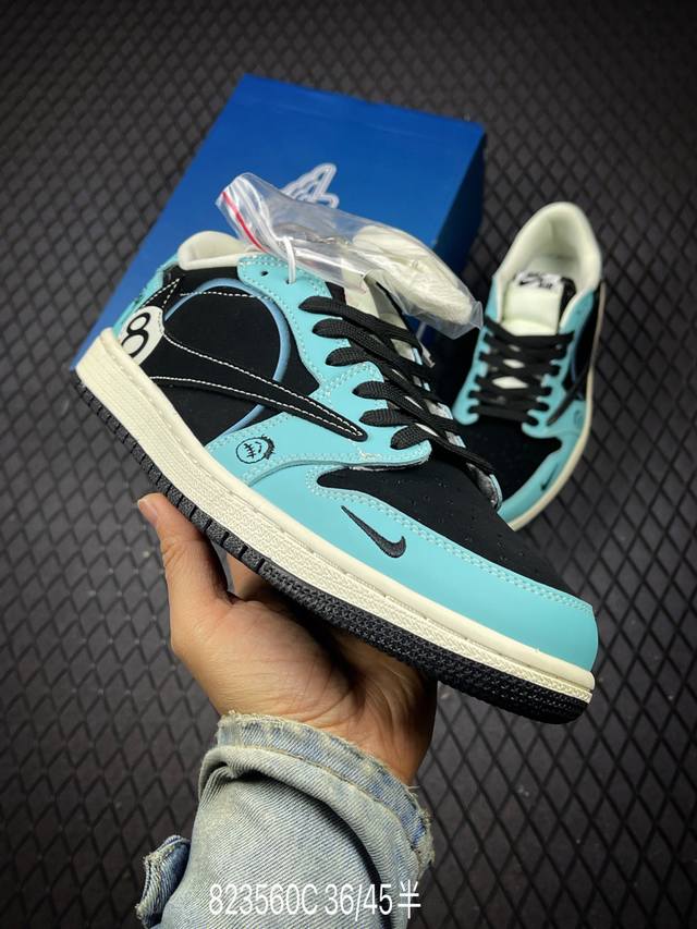 C Factory Grade Nike Air Jordan 1 X Travis Scott AJ1 Reverse Swoosh 'DIY' Custom