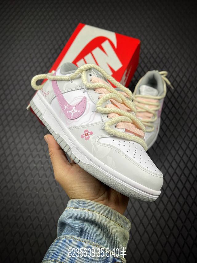 B Nike SB Dunk Low Floral Pink Deconstructed Lace-up Shoes Highly Recommended Or