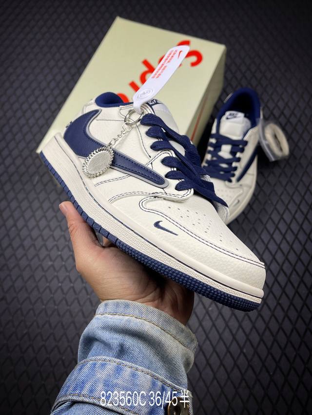 C Factory Grade Nike Air Jordan 1 X Travis Scott AJ1 Reverse Swoosh 'DIY' Custom