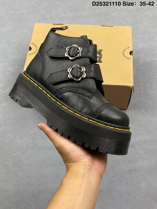 Authentic Dr1461 Quad Yang Mi's Same Style Thick-Soled Martin Shoes, Leather Sho