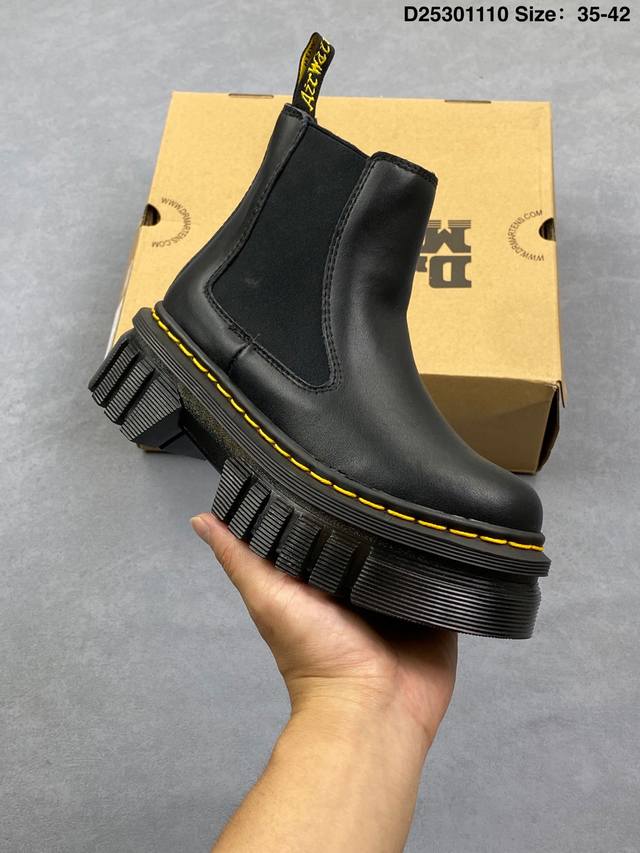 Authentic Dr1461 Quad Yang Mi's Same Style Thick-Soled Martin Shoes, Leather Sho