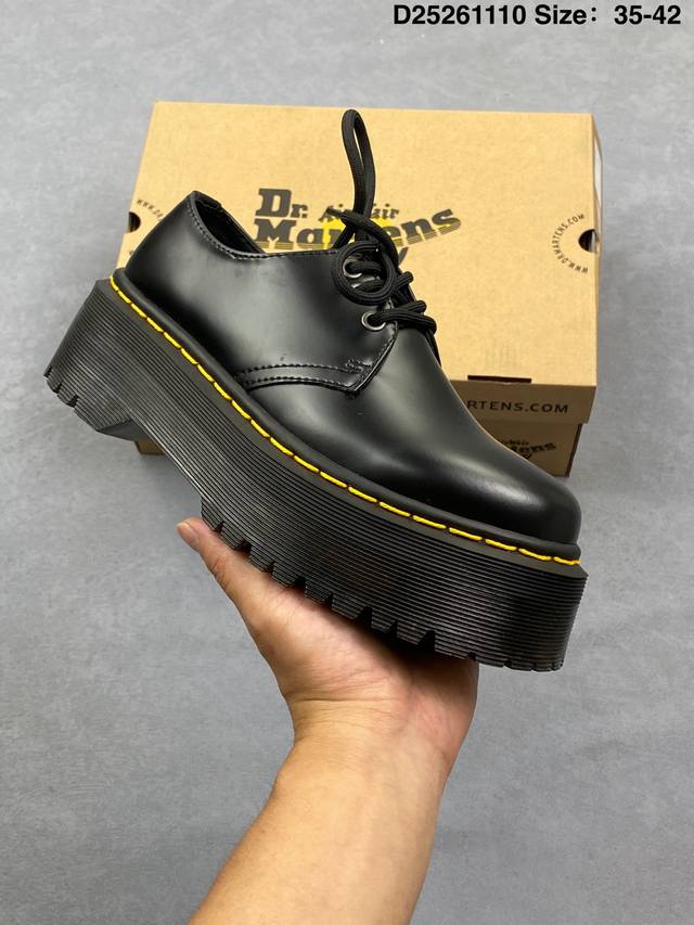 Authentic Dr1461 Quad Yang Mi's Same Style Thick-Soled Martin Shoes, Leather Sho