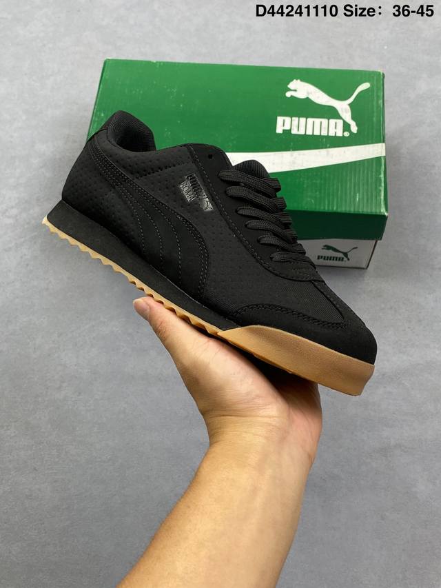 Puma men's and women's shoes, based on the original last, featuring a soft grai
