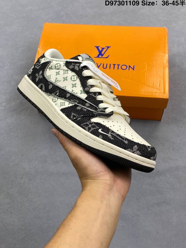 Fragment X Travis Scott X Stuart Air Jordan 1 Low Three-Way Collaboration Revers