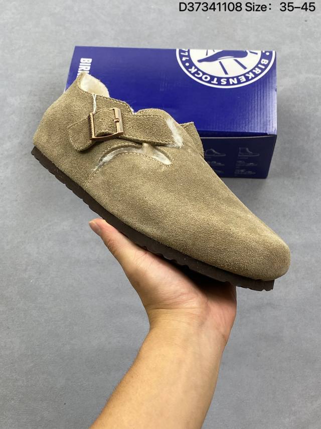 Company Grade Birkenstock London Shearling Series Cowhide Suede Comfortable War