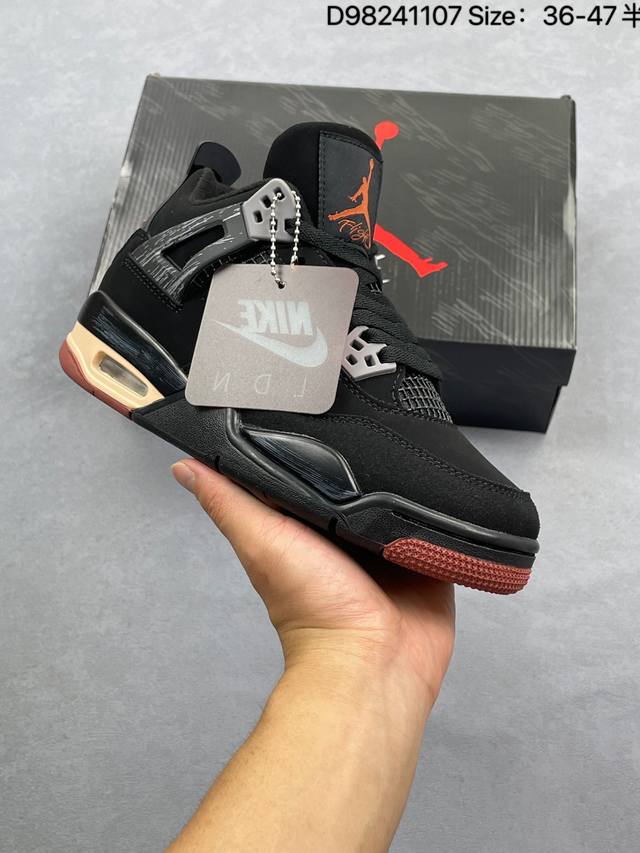 Authentic Label with Half Sizes Air Jordan 4 Retro London Limited Edition Black/