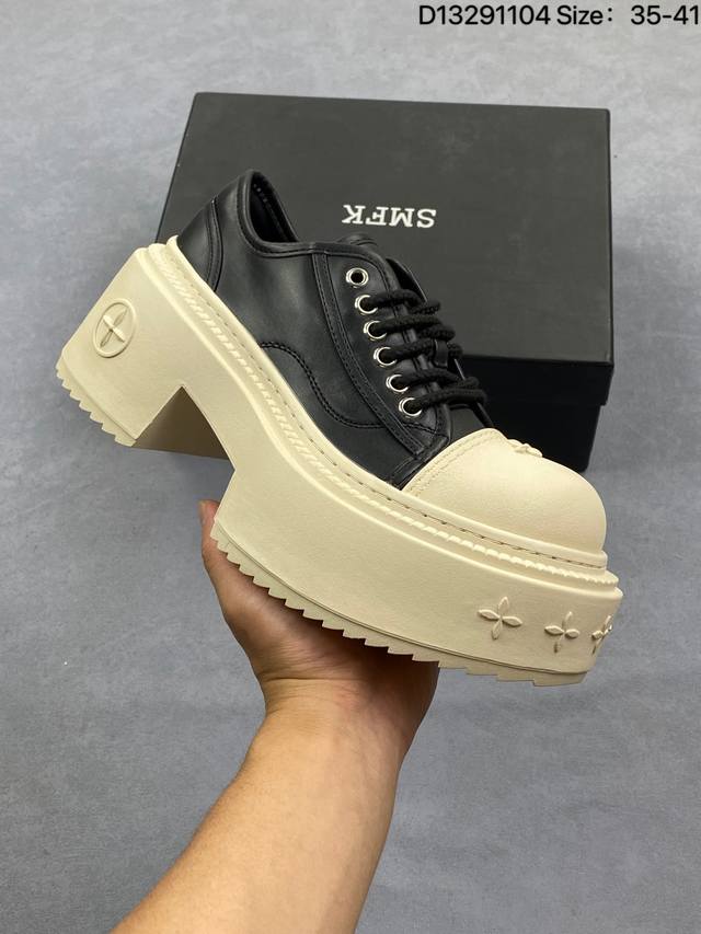 Smfk Compass Women's Cowhide Leather Comfortable Fashion Thick-Soled Wear-Resist