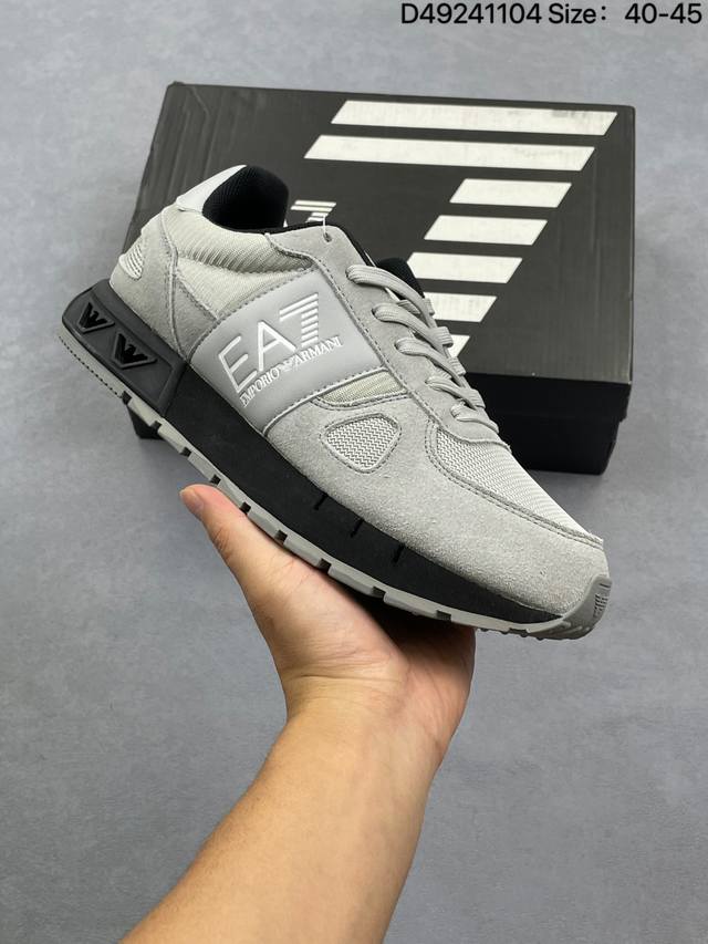 Emporio Armani Ea7 Leather Round Toe Lace-up Low-top Casual Shoes for Men Item N