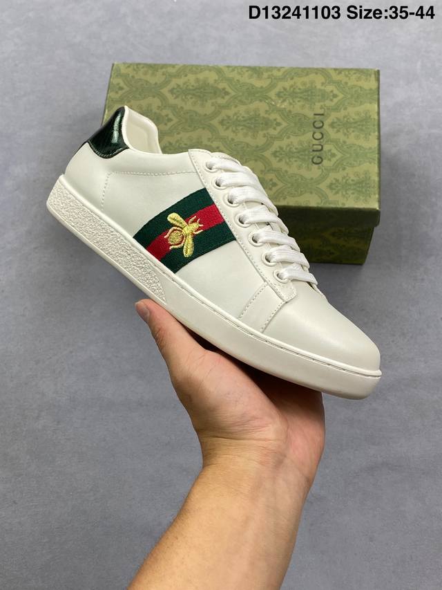 Authentic Classic High-End Gucci Ace Embroidered Low-Top Color Block Embroidered