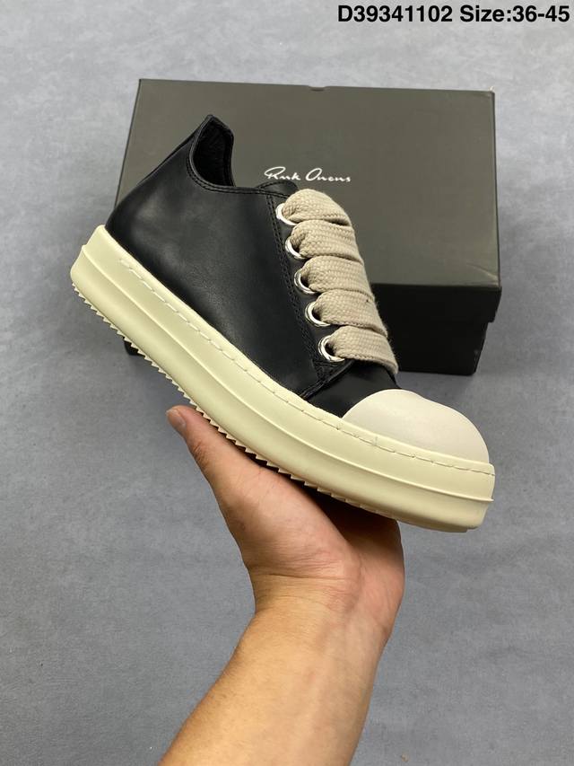 Rick Owens Ro Calfskin Comfortable Simple Low-Top Sneakers Unisex Item No.: Du22