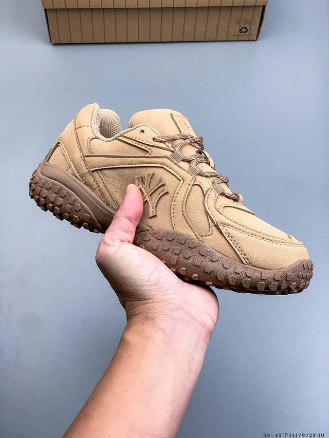 Company Grade! Mlb Chunky Liner Casual Running Shoes, Ny Printed Leather Sneaker