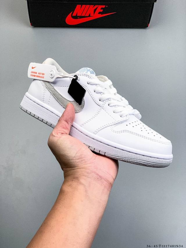 Company-grade top-grain leather! Nike Air Jordan 1 Low (AJ1) trendy casual snea