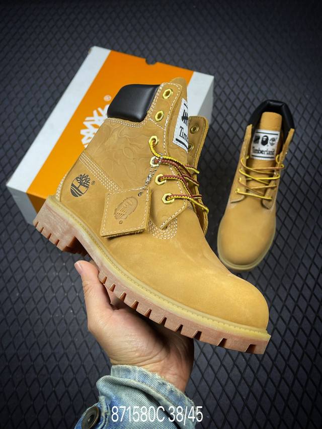 C Undefeated Bapex Timberland Yellow Boots Series, Simple and Comfortable Mid-Ca
