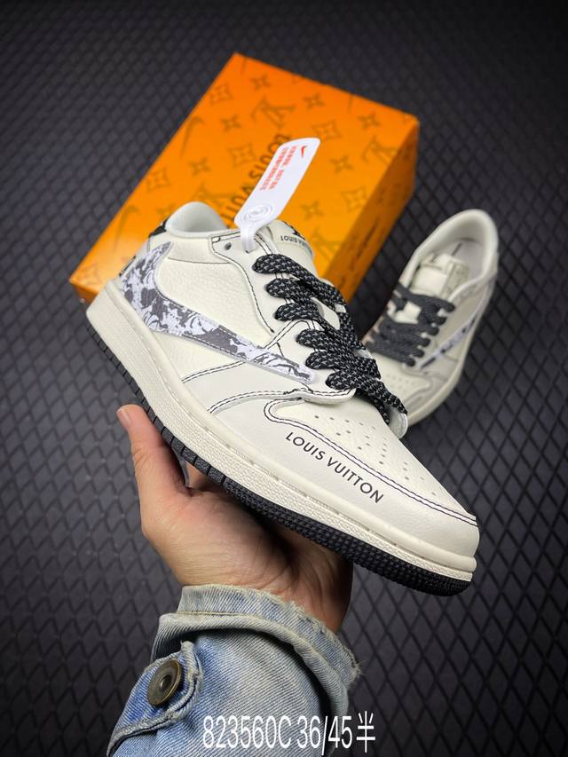 C Factory Grade Nike Air Jordan 1 X Travis Scott AJ1 Reverse Swoosh 'DIY' Custom