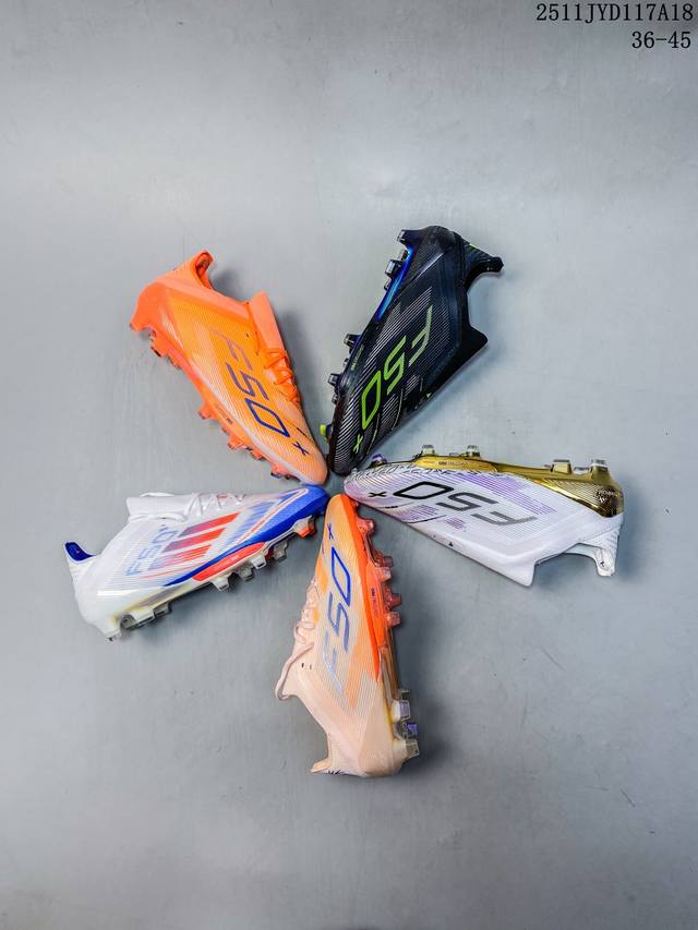 Adidas F50 pro versatile and comfortable leather soccer shoes for men. Sizes: 36