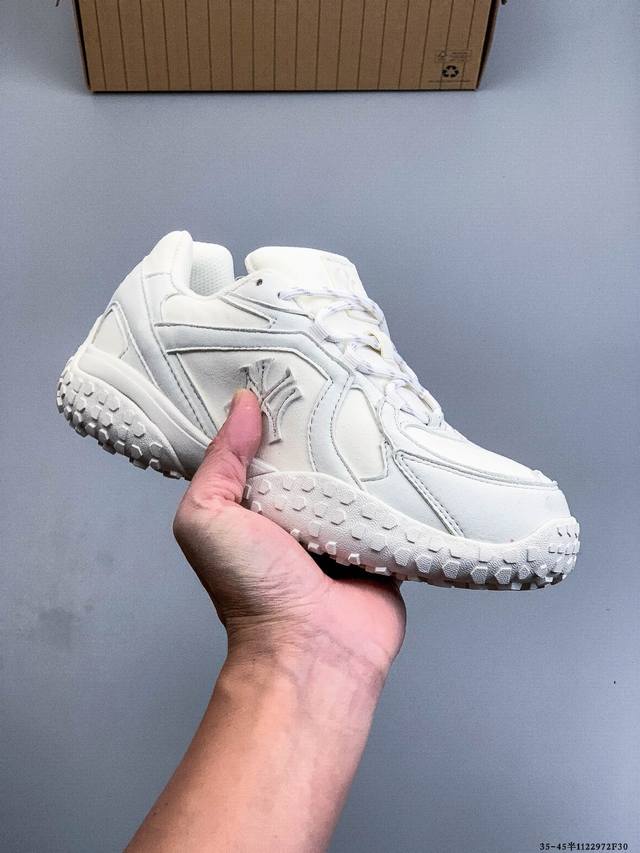 Company Grade! Mlb Chunky Liner Casual Running Shoes, Ny Printed Leather Sneaker