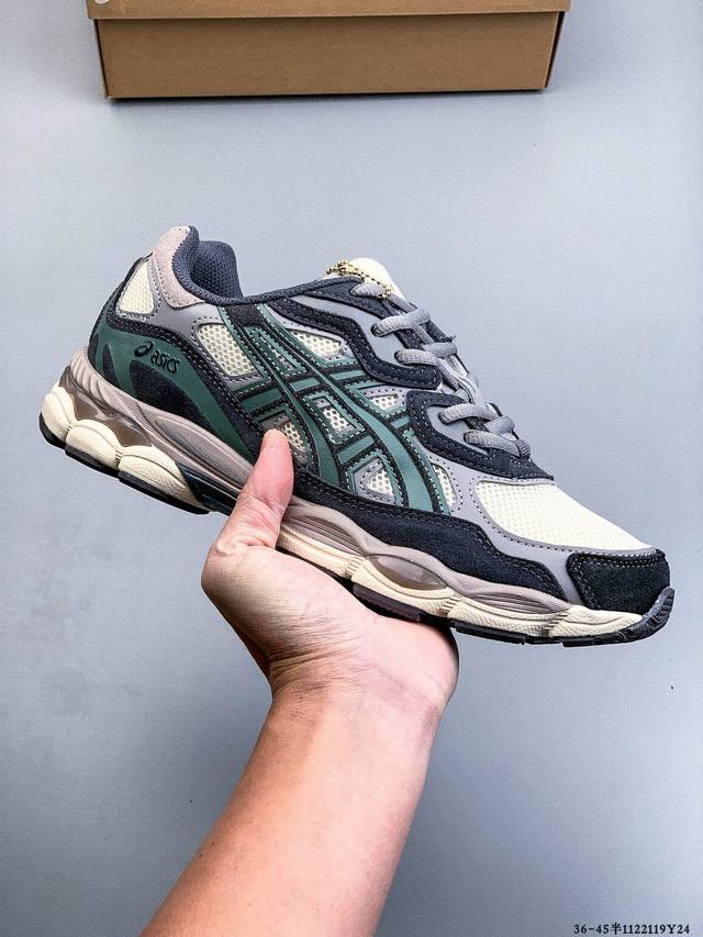 Asics Gel-Nyc 2055 features a breathable mesh upper with some synthetic leather