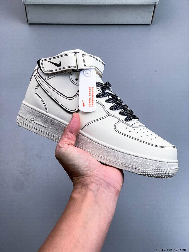 Authentic label on second-layer! Nike Air Force 1 Mid-top versatile casual shoes