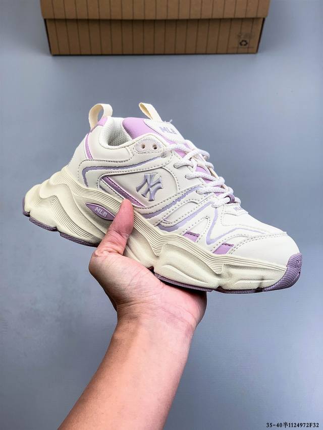 Company Grade! Mlb Chunky Liner Casual Running Shoes, Ny Print, Breathable, Ligh