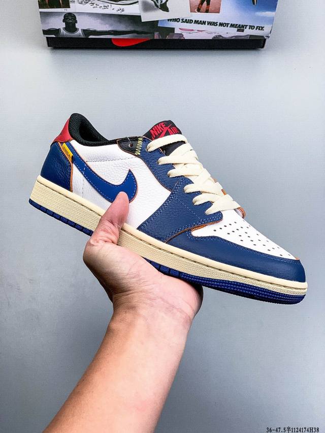 Company-grade top-grain leather! Nike Air Jordan 1 Low (AJ1) trendy casual sneak