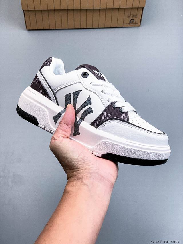 Company Grade! Mlb Chunky Liner Casual Running Shoes, Printed Leather Sneakers,