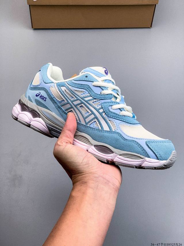 Asics Gel-Nyc 2055 features a breathable mesh upper with some synthetic leather