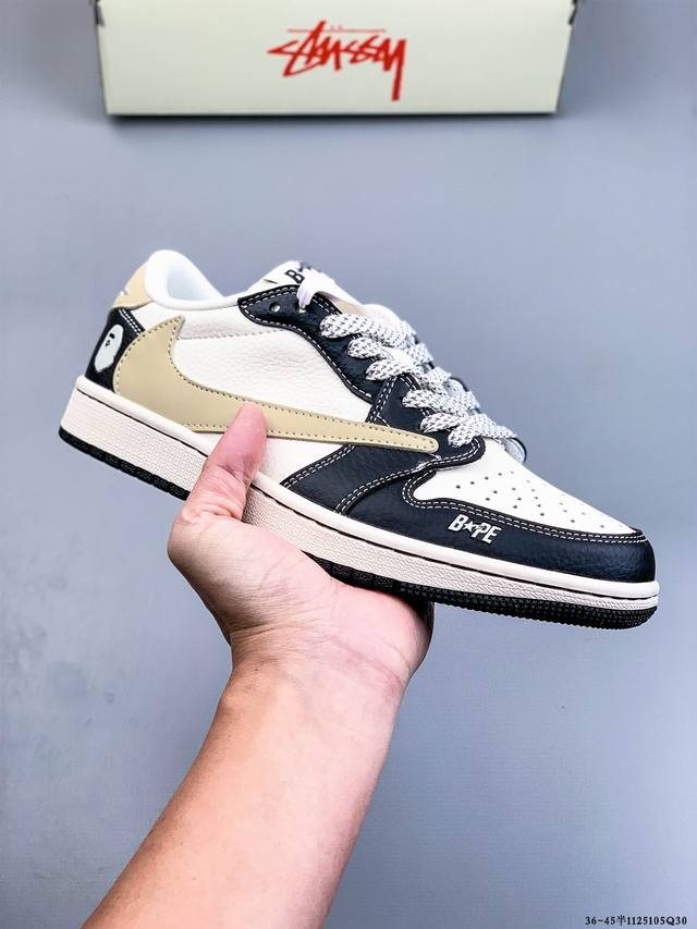 Company-grade top-grain leather! Nike Air Jordan 1 Low (AJ1) trendy casual sneak