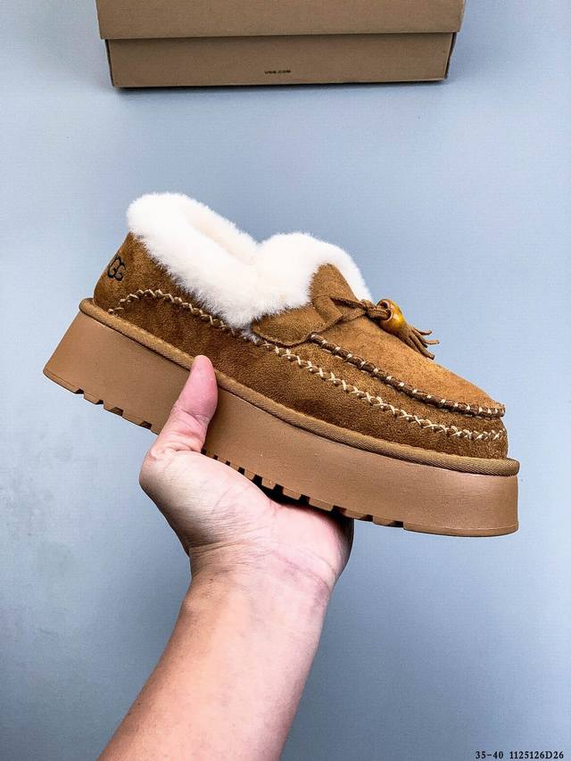 Ugg 2025 New Style Slip-on Soft-soled Warm Cotton Shoes Casual Furry Loafers 112